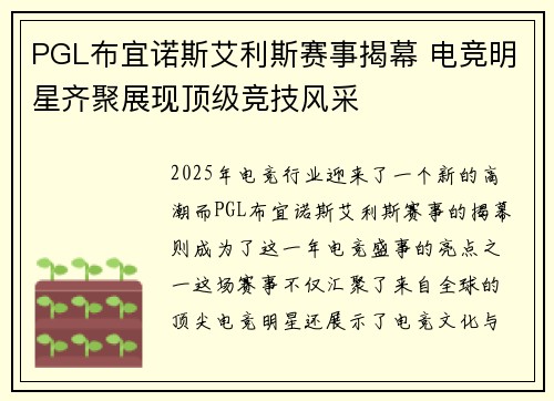 PGL布宜诺斯艾利斯赛事揭幕 电竞明星齐聚展现顶级竞技风采